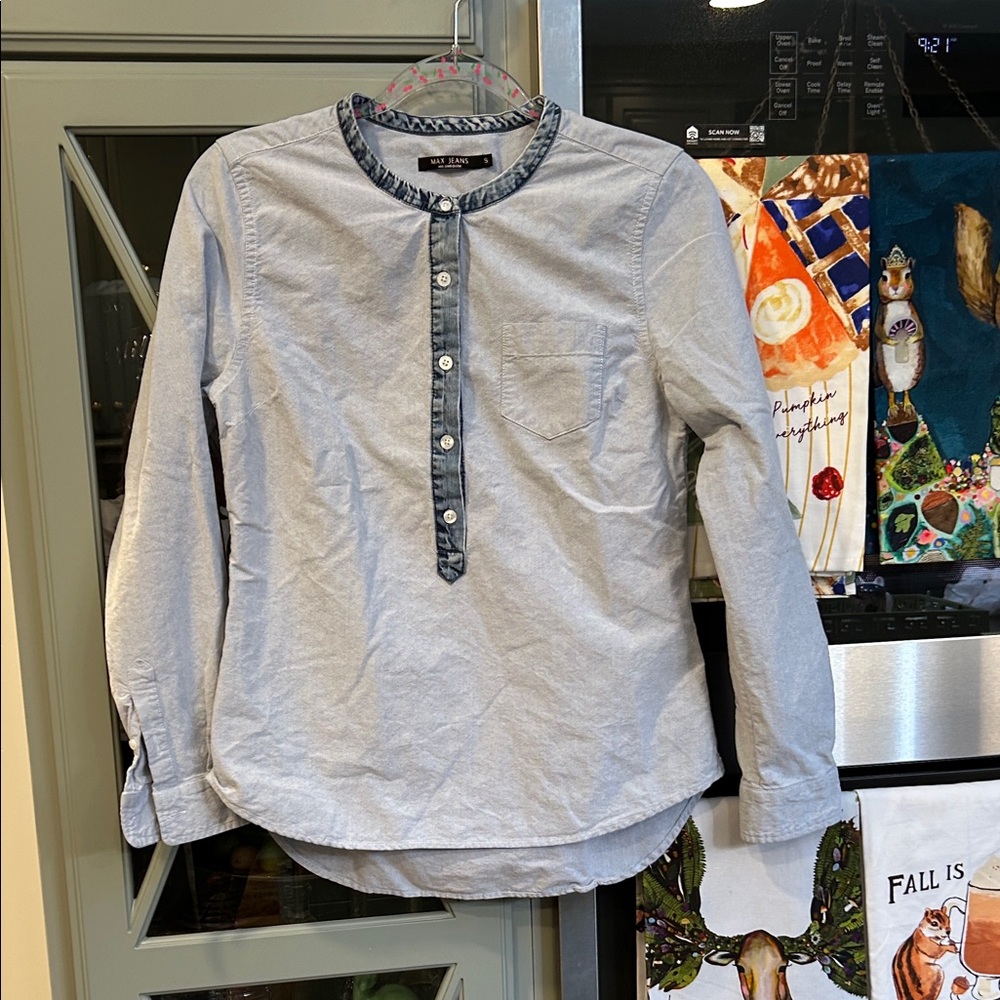 Max Jeans Cotton Chambray Denim Popover Tunic Small